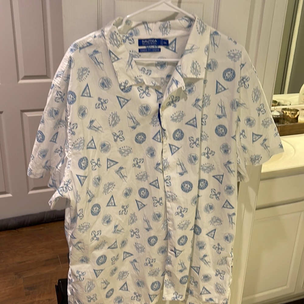 Nautica white and light blue button up 3xl shirt